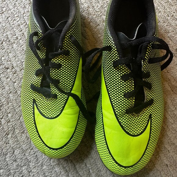 Nike Bravata II FG Soccer Cleats Kids 5.5Y Black Neon Yellow/Green Youth Shoes - Picture 3 of 5